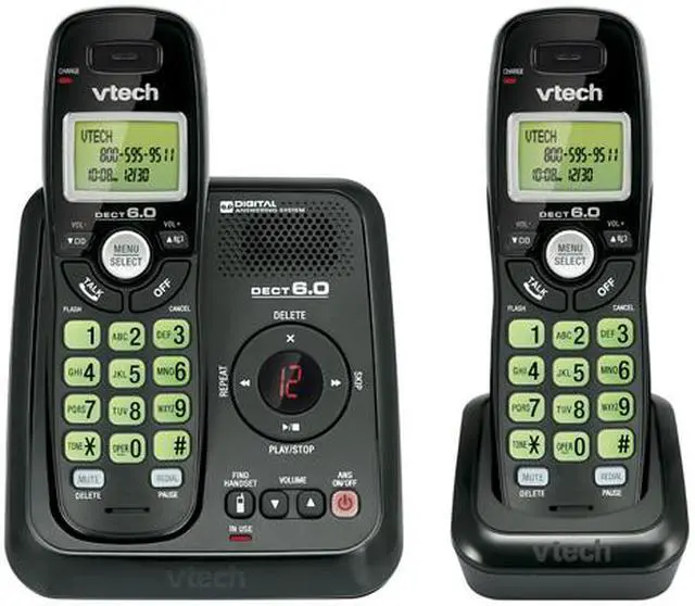 Main image of Vtech CS6124-21 1.9 GHz DECT 6.0 2X Handsets Cordless Phones Integrated Answering Machine
