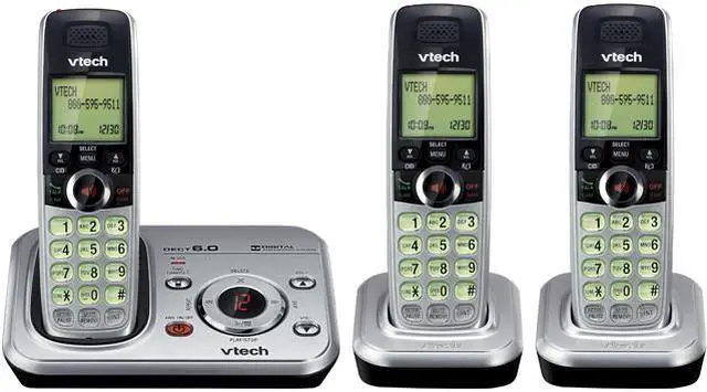 Main image of Vtech CS6329-3 1.9 GHz Digital DECT 6.0 3X Handsets Cordless Phones Integrated Answering Machine