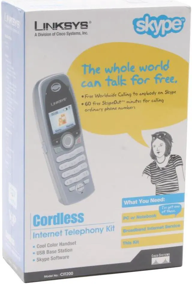 Alt view image 6 of 6 - LINKSYS CIT200 Cordless Internet Telephony (Phone) Kit