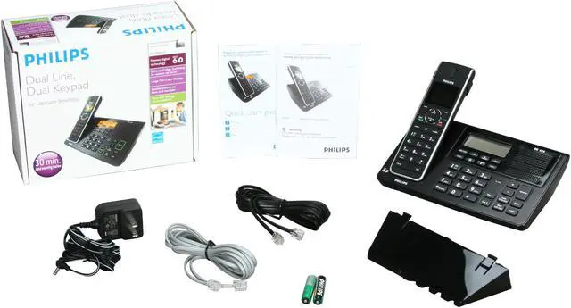 Alt view image 7 of 7 - PHILIPS SE6591B/17 1.9 GHz DECT 6.0 1X Handsets Cordless Phone Integrated Answering Machine