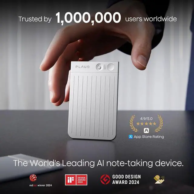 Alt view image 8 of 9 - PLAUD Note AI Voice Recorder W/ Black Magnetic Case, AI Transcribe & Summarize, Support 112 Languages, AI Notetaker for Lectures and Meetings (SILVER)