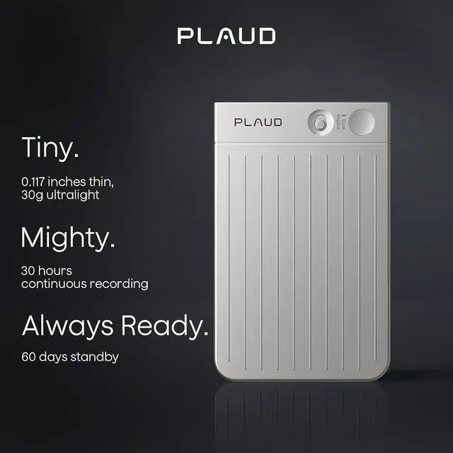 Alt view image 4 of 9 - PLAUD Note AI Voice Recorder W/ Black Magnetic Case, AI Transcribe & Summarize, Support 112 Languages, AI Notetaker for Lectures and Meetings (SILVER)