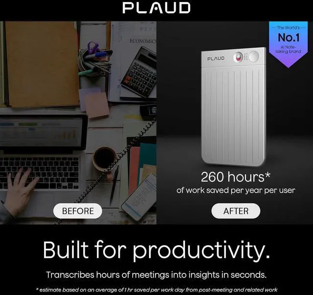 Alt view image 2 of 9 - PLAUD Note AI Voice Recorder W/ Black Magnetic Case, AI Transcribe & Summarize, Support 112 Languages, AI Notetaker for Lectures and Meetings (SILVER)