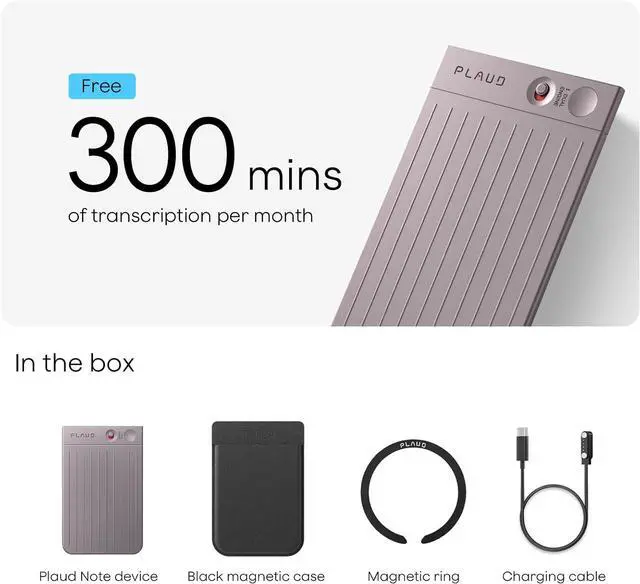 Alt view image 9 of 10 - PLAUD Note AI Voice Recorder w/ Black Magnetic Case, AI Transcribe & Summarize, Support 112 Languages, AI Notetaker for Lectures and Meetings (STARLIGHT)