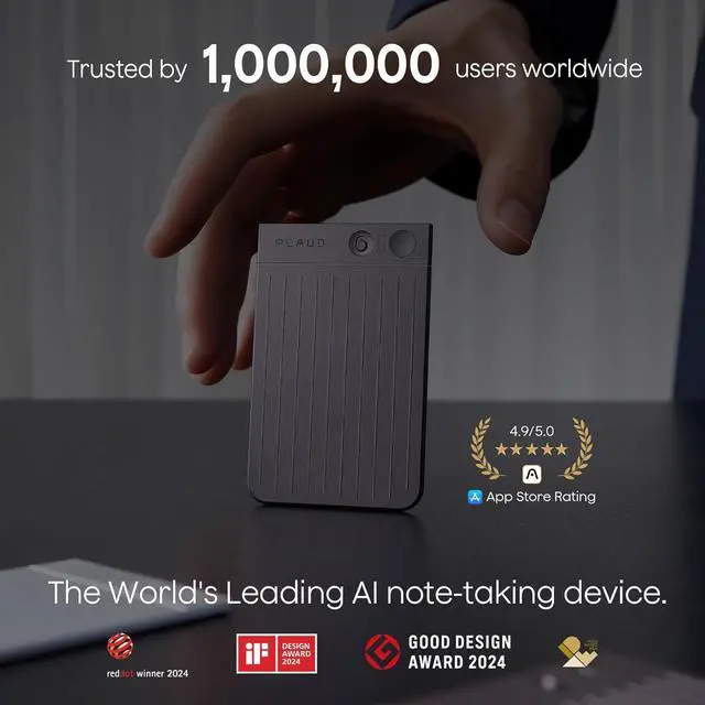 Alt view image 8 of 10 - PLAUD Note AI Voice Recorder w/ Black Magnetic Case, AI Transcribe & Summarize, Support 112 Languages, AI Notetaker for Lectures and Meetings (STARLIGHT)