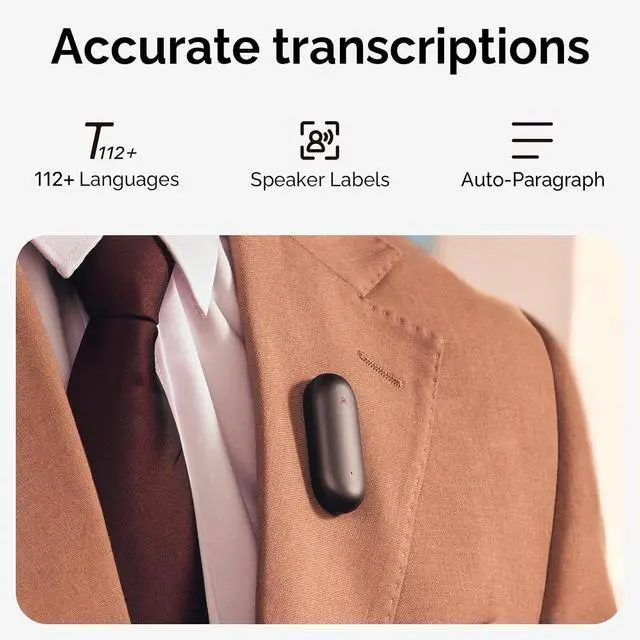 Alt view image 5 of 7 - PLAUD NotePin AI Voice Recorder (64GB Memory) AI Transcribe & Summarize, Support 112 Languages, Audio Recorder for Lectures and Meetings, App Control, AI Notetaker - BLACK