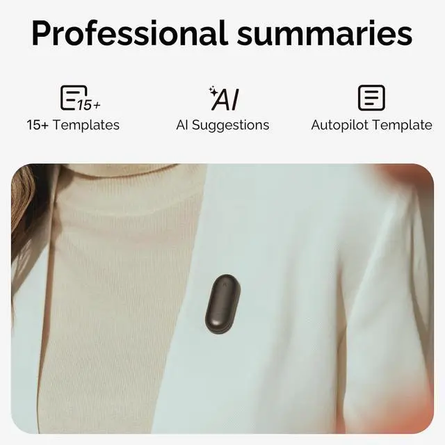 Alt view image 4 of 7 - PLAUD NotePin AI Voice Recorder (64GB Memory) AI Transcribe & Summarize, Support 112 Languages, Audio Recorder for Lectures and Meetings, App Control, AI Notetaker - BLACK