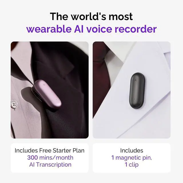 Alt view image 3 of 7 - PLAUD NotePin AI Voice Recorder (64GB Memory) AI Transcribe & Summarize, Support 112 Languages, Audio Recorder for Lectures and Meetings, App Control, AI Notetaker - BLACK