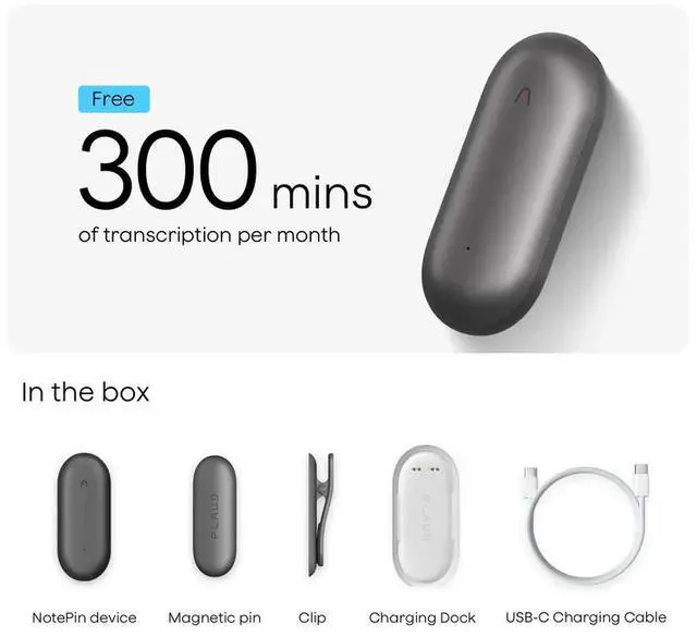 Alt view image 5 of 5 - PLAUD NotePin AI Voice Recorder (64GB Memory) AI Transcribe & Summarize, Support 112 Languages, AI Notetaker for Lectures and Meetings (SUNSET PURPLE)