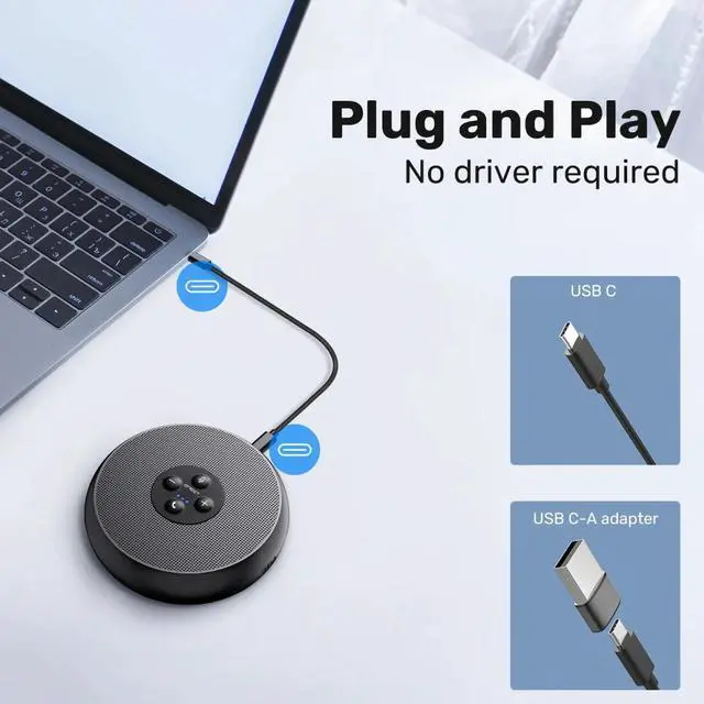 Alt view image 5 of 7 - EMEET OfficeCore M1A USB Speakerphone - 360 Degree 2-Mic Pickup, Full Duplex Communication, Noise Cancellation, Zoom Certified, Plug-and-Play