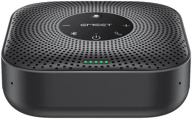 Alt view image 2 of 3 - EMEET OfficeCore M0 Plus Wireless Speakerphone - 4-Mic 360 Degree Pickup, VoiceIA 4.2 Noise Cancellation, Daisy-Chain up to 16 People, Bluetooth 5.0