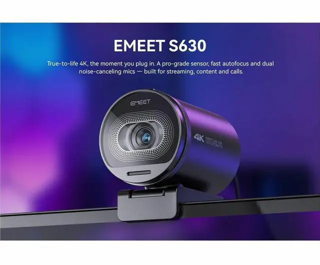Alt view image 5 of 5 - EMEET S630 USB-C to USB-A 4K Auto Focus StreamCam