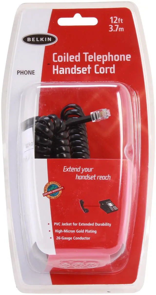 Alt view image 3 of 3 - AT&T F8V101-12-BK Coiled Telephone Handset Cord, 12 feet (3.7m)