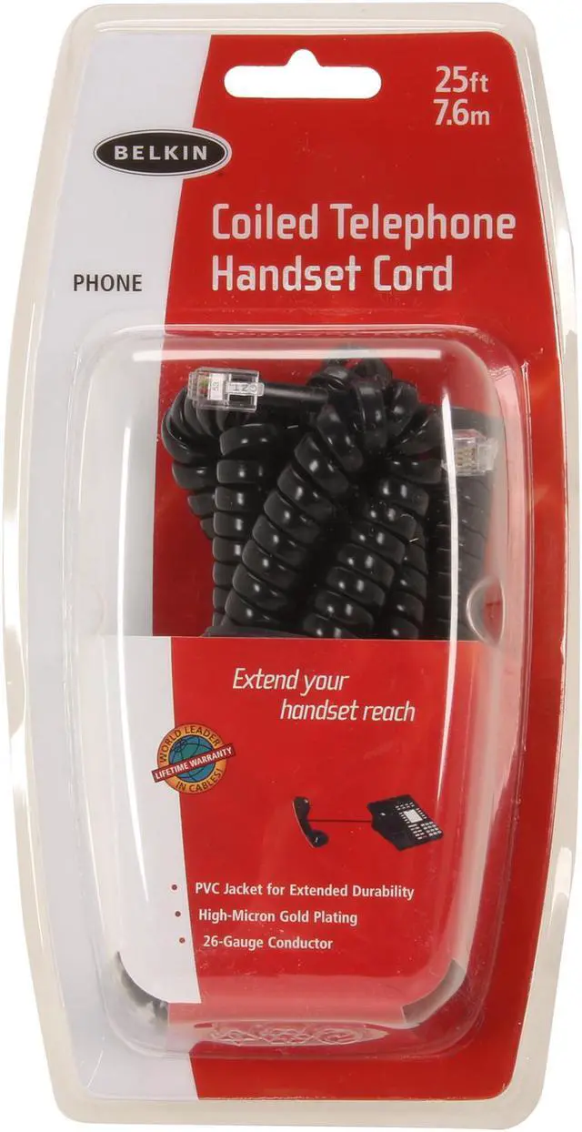 Alt view image 3 of 3 - Belkin F8V101-25-BK Coiled Telephone Handset Cord