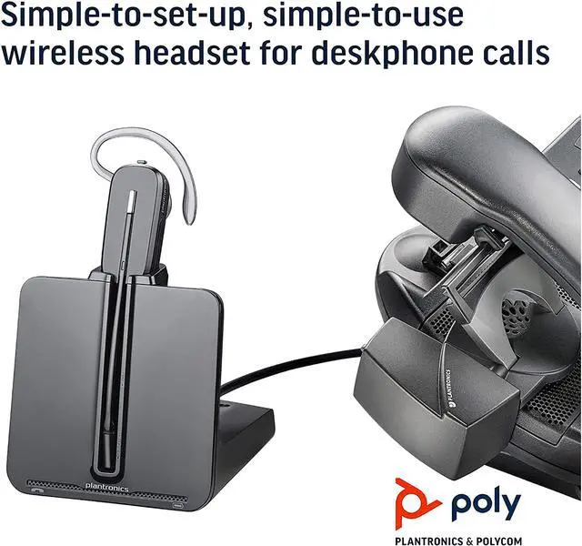 Alt view image 2 of 6 - Poly - CS540 Wireless DECT Headset (Plantronics) - Single Ear (Mono) Convertible (3 wearing styles) - Connects to Desk Phone - Noise Canceling Microphone