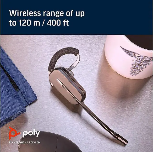 Alt view image 6 of 6 - Poly - CS540 Wireless DECT Headset (Plantronics) - Single Ear (Mono) Convertible (3 wearing styles) - Connects to Desk Phone - Noise Canceling Microphone