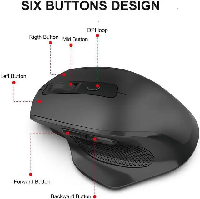 Alt view image 3 of 7 - Jelly Comb Rechargeable 2.4G Wireless Gaming Mouse Ergonomic Design 6 Buttons Silent Mouse for Laptop Notebook Desktop Mice