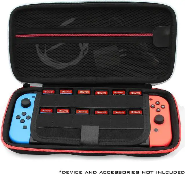 Alt view image 2 of 2 - CASEMATIX - Heavy Duty Hard Shell Carrying Case Designed Compatible with Nintendo Switch and Accessories - Red /Grey