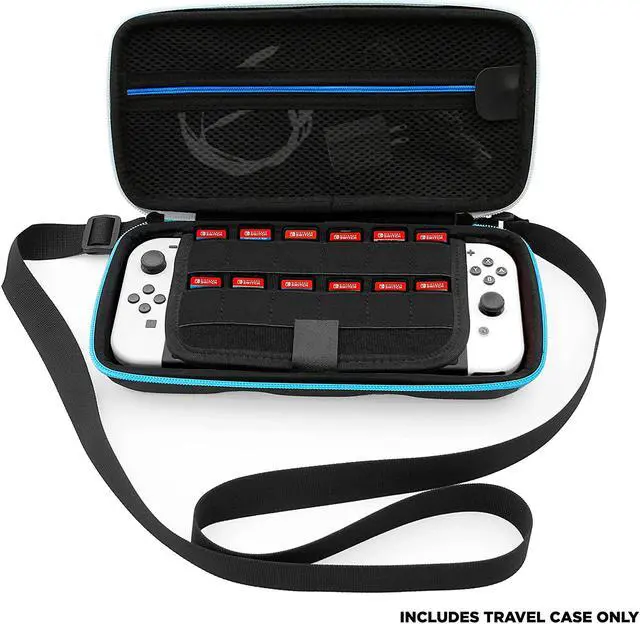 Alt view image 3 of 3 - CASEMATIX NS-10S Heavy Duty Hard Shell Carrying Case Designed Compatible with Nintendo Switch and Accessories - Blue/Grey