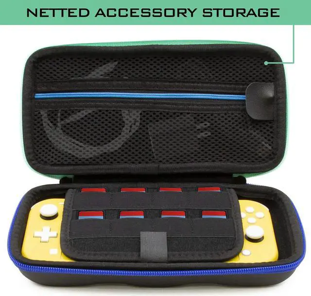Alt view image 4 of 9 - CASEMATIX - Heavy Duty Hard Shell Carrying Case Designed Compatible with Nintendo Switch Lite and Accessories - Blue Green