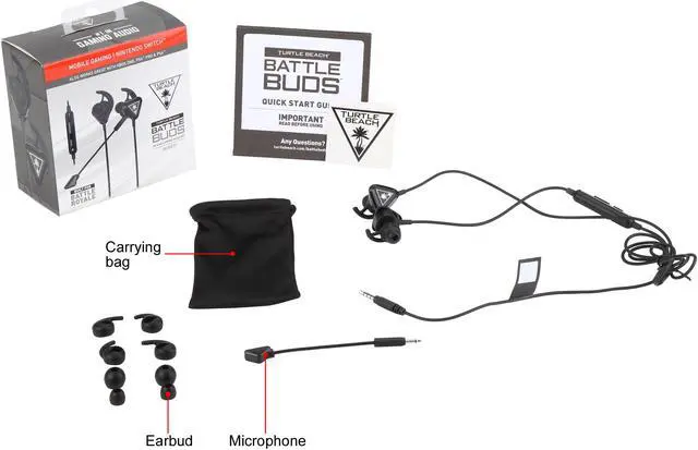 Alt view image 14 of 14 - Turtle Beach Battle Buds In-Ear Gaming Headset for Mobile, Xbox Series X|S, Xbox One, PS5, PS4 & PC - Black/Silver