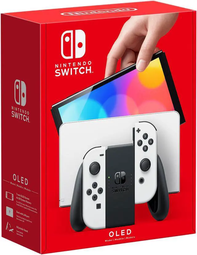 Alt view image 6 of 6 - Nintendo Switch (OLED model) w/ White Joy-Cons
