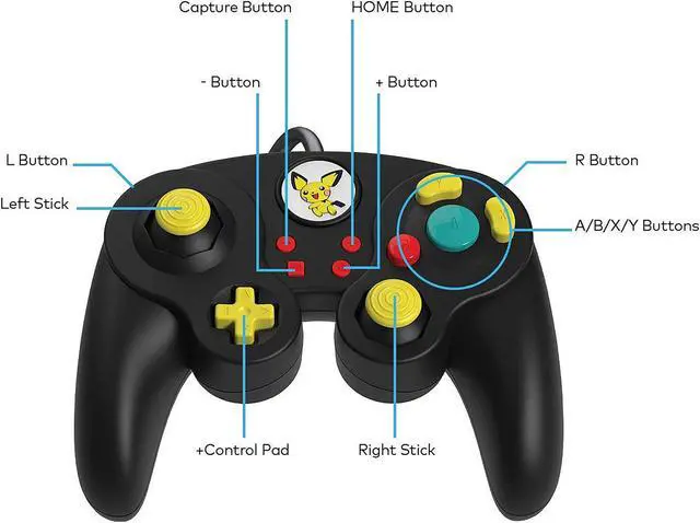 Alt view image 6 of 9 - PDP - Wired Fight Pad Pro Controller Pichu Edition - Nintendo Switch
