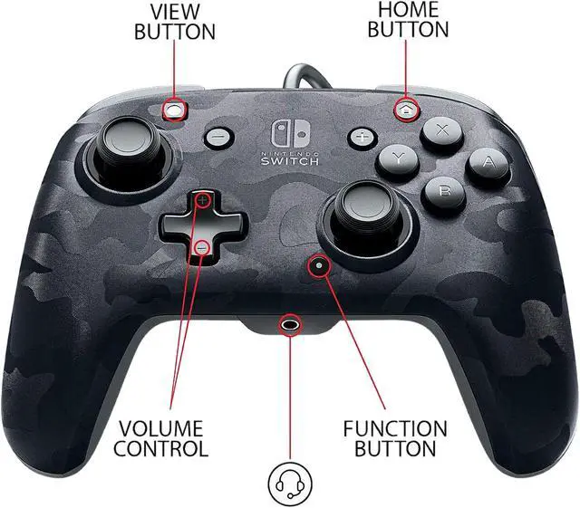 Alt view image 4 of 6 - PDP - Faceoff Deluxe+ Audio Wired Black Camo Controller - Nintendo Switch (500-134-NA-CM00)