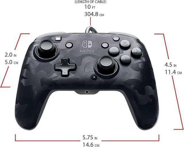 Alt view image 5 of 6 - PDP - Faceoff Deluxe+ Audio Wired Black Camo Controller - Nintendo Switch (500-134-NA-CM00)