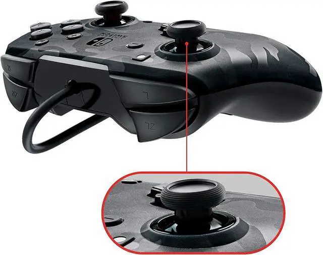 Alt view image 6 of 6 - PDP - Faceoff Deluxe+ Audio Wired Black Camo Controller - Nintendo Switch (500-134-NA-CM00)