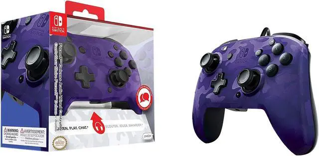Alt view image 6 of 6 - PDP - Faceoff Deluxe+ Audio Wired Purple Camo Controller - Nintendo Switch (500-134-NA-CM05)