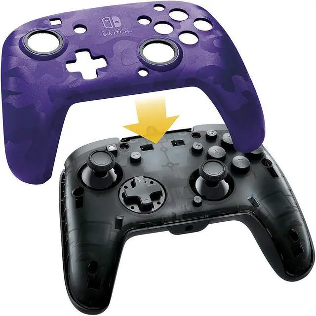 Alt view image 2 of 6 - PDP - Faceoff Deluxe+ Audio Wired Purple Camo Controller - Nintendo Switch (500-134-NA-CM05)