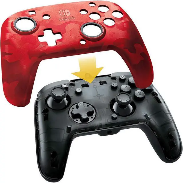 Alt view image 3 of 7 - PDP - Faceoff Deluxe+ Audio Wired Red Camo Controller - Nintendo Switch (500-134-NA-CM04)