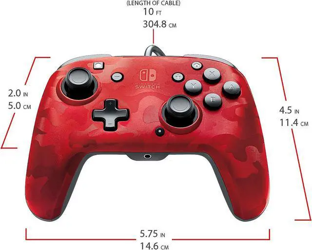 Alt view image 6 of 7 - PDP - Faceoff Deluxe+ Audio Wired Red Camo Controller - Nintendo Switch (500-134-NA-CM04)