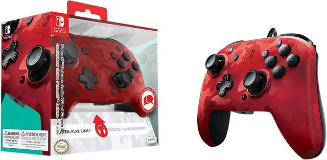 Alt view image 7 of 7 - PDP - Faceoff Deluxe+ Audio Wired Red Camo Controller - Nintendo Switch (500-134-NA-CM04)