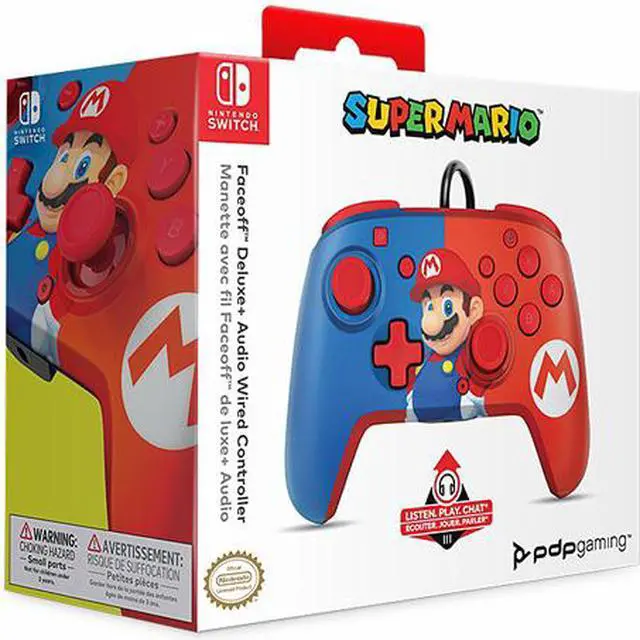 Alt view image 9 of 9 - PDP 500-134-NA-C1MR-1 Faceoff Deluxe+ Audio Wired Controller: Power Pose Mario