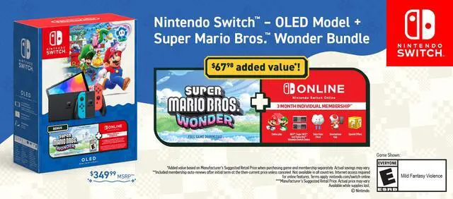 Alt view image 2 of 2 - Product Name:	Nintendo Switch™ – OLED Model + Super Mario Bros.™ Wonder Bundle