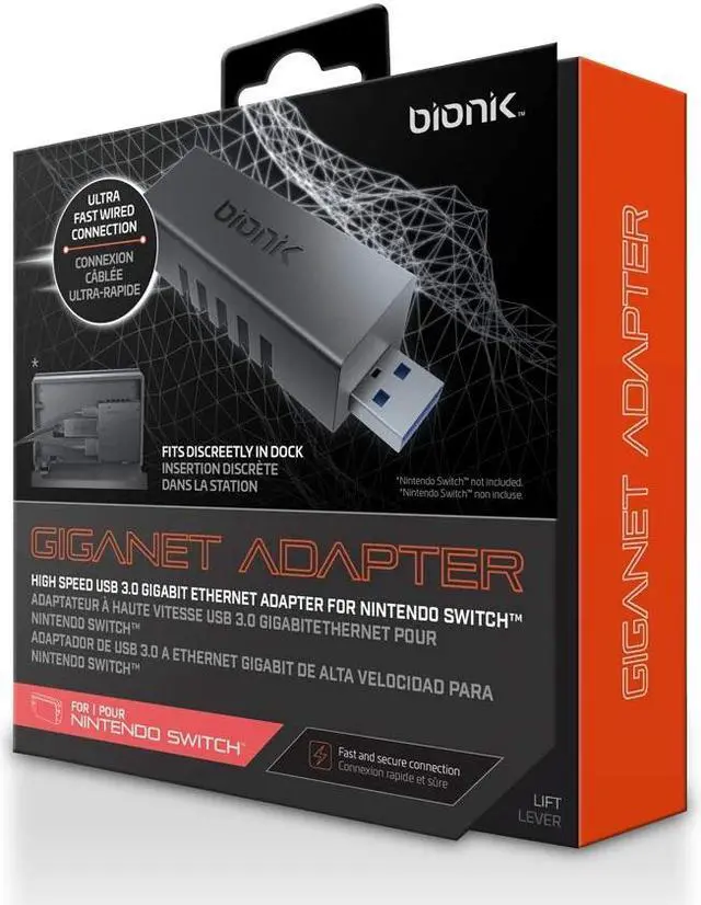 Alt view image 2 of 4 - Bionik DG-BNK-9018 Giganet Adapter for Nintendo Switch