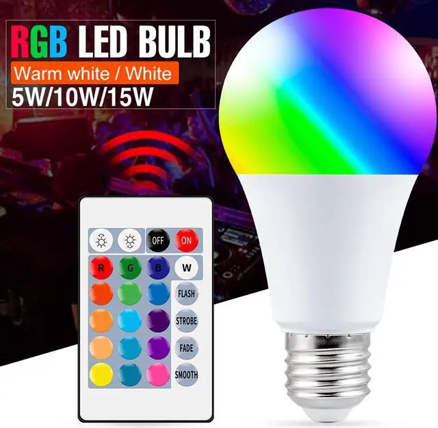 Alt view image 3 of 7 - Smart Control Lamp Led RGB Light Dimmable 15W RGBW Led Lamp Colorful Changing Bulb Led Lampada RGBW White Decor Home