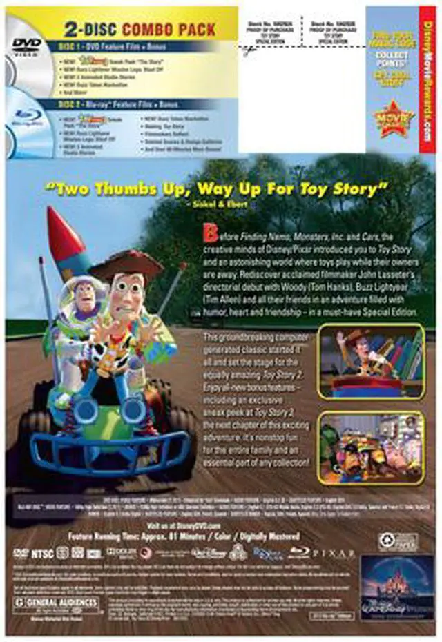 Alt view image 2 of 2 - Toy Story (2-Disc Special Edition Blu-ray / DVD Combo With Blu-ray Packaging) Tom Hanks (voice); Tim Allen (voice); Don Rickles (voice); Jim Varney (voice); John Ratzenberger (voice); Annie Potts (voice); Laurie Metcalf (voice); R. Lee Erme