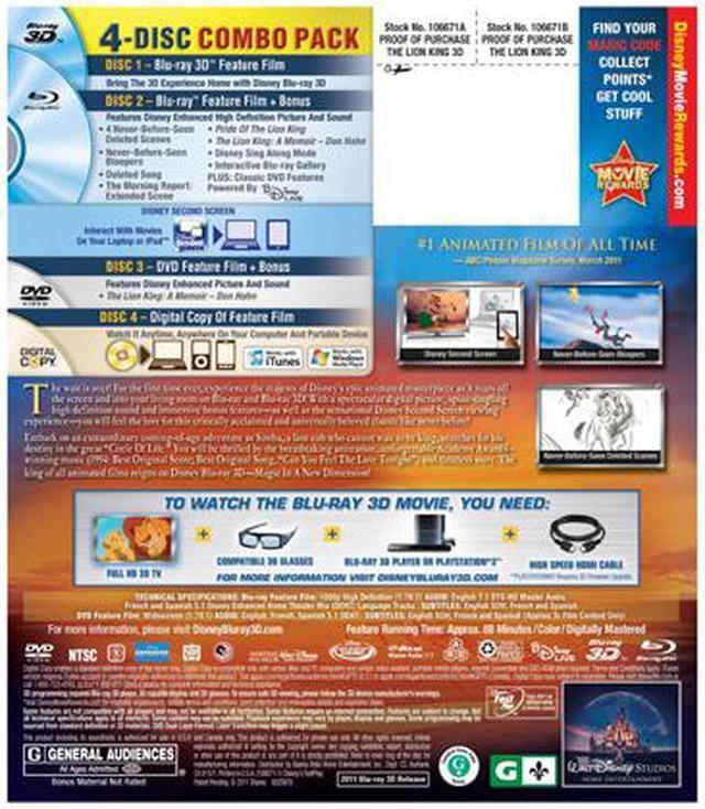 Alt view image 2 of 8 - The Lion King (3D Blu-ray + DVD + Digital Copy + Blu-ray/WS) Matthew Broderick (voice), Nathan Lane (voice), Jeremy Irons (voice), Whoopi Goldberg (voice), James Earl Jones (voice)