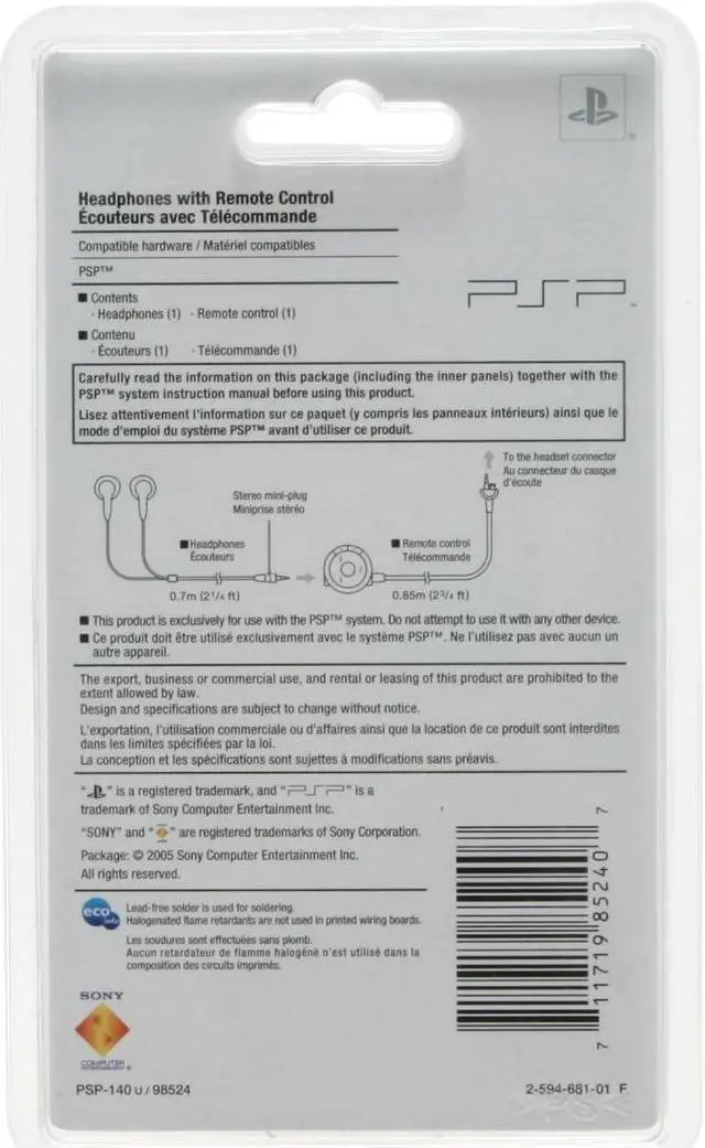 Alt view image 2 of 2 - SONY PSP Headphones with Remote Control