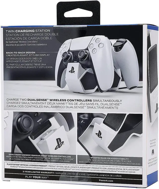 Alt view image 4 of 4 - PowerA Twin Charging Station for DualSense Wireless Controllers - White / Black