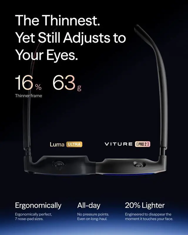 Alt view image 4 of 5 - VITURE Pro 2 XR/AR Glasses - UltraClarity 3.0 Myopia Adjustment -5.0D 146"