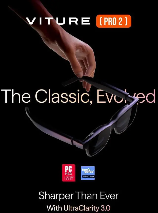 Alt view image 2 of 5 - VITURE Pro 2 XR/AR Glasses - UltraClarity 3.0 Myopia Adjustment -5.0D 146"