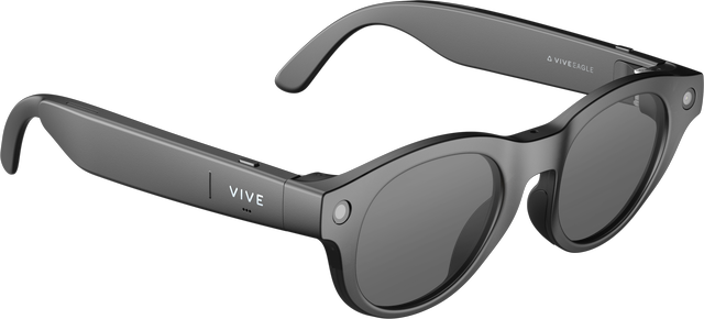 Alt view image 3 of 6 - VIVE Eagle™ AI Glasses – Round, Charcoal Black, Sunglass Lens