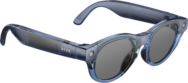 Alt view image 3 of 6 - VIVE Eagle™ AI Glasses – Round, Navy, Sunglass Lens