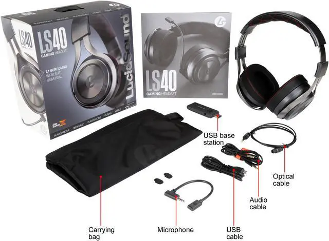 Alt view image 8 of 7 - LucidSound LS40 Wireless PC Gaming Headset - DTS Headphone X 7.1 Surround Sound - Engineered to Win - Graphite