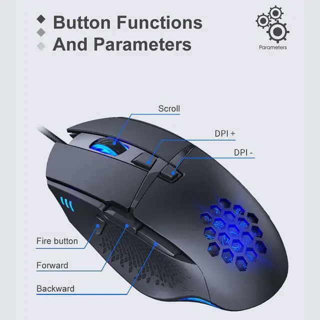 Alt view image 2 of 7 - Wired Gaming Mouse Computer Ergonomic Mouse 8 Button 7200DPI USB Gamer Mause With Backlight Optical Silent Mice For Laptop PC