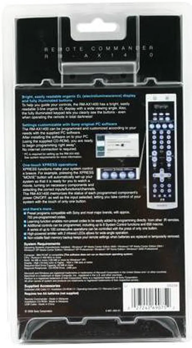 Alt view image 2 of 2 - SONY RM-AX1400 Universal Universal Remote Control